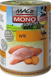 Produktbild von MAC's Hunde-Nassfutter Sensitive Pute Monoprotein 6 Dosen à 400g - 6 x 400 g