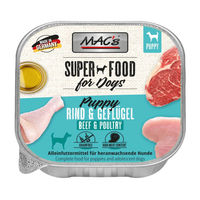 Produktbild von MAC's Hundefutter für Welpen Rind und Geflügel mit hohem Fleischanteil ohne Farb- und Aromastoffe sowie Konservierungsstoffe 10 x 150 g Schalen - 10 x 150 g