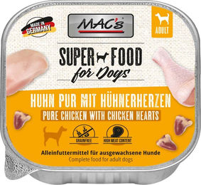 Produktbild von MAC's Hundefutter Huhn pur mit Hühnerherzen getreidefrei und ohne Zucker für erwachsene Hunde 10x150g - 10 x 150 g