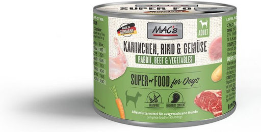 Produktbild von MAC's Hundefutter Kaninchen Rind und Geflügel mit hohem Fleischanteil Adult 6x200g