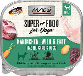 Produktbild von MAC's Hundefutter Kaninchen Wild und Ente Stückchen in Sauce getreidefrei ohne Zucker 10x150g - 10 x 150 g