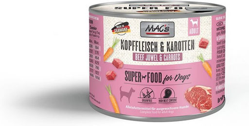 Produktbild von MAC's Hundefutter Kopffleisch und Karotten Monoprotein Adult 6x200g