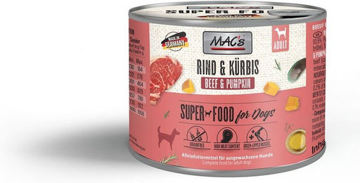 Produktbild von MAC's Hundefutter Rind und Kürbis Monoprotein Adult 6x200g