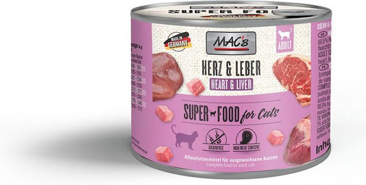 Produktbild von MAC's Katzen Nassfutter Fleischmenü Herz und Leber 12x200g