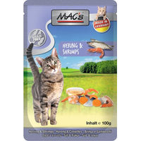 Produktbild von MAC's Katzen-Nassfutter Hering und Garnele getreidefrei 12 x 100 g Beutel - 12 x 100 g