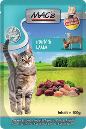 Produktbild von MAC's Katzen-Nassfutter Huhn und Lamm getreidefrei 12 x 100 g Beutel - 12 x 100 g