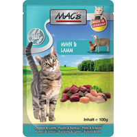 Produktbild von MAC's Katzen-Nassfutter Huhn und Lamm getreidefrei 12 x 100 g Beutel - 12 x 100 g