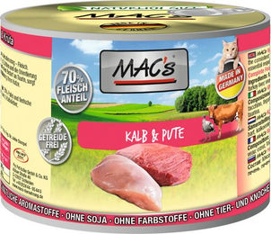 Produktbild von MAC's Katzen-Nassfutter Kalb und Pute getreidefrei 6 x 200 g - 6 x 200 g