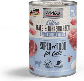 Produktbild von MAC's Katzen Nassfutter Kitten Kalb und Hühnerherzen getreidefrei und ohne Zucker 6x400g - 6 x 400 g