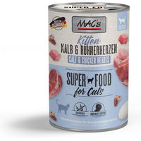 Produktbild von MAC's Katzen Nassfutter Kitten Kalb und Hühnerherzen getreidefrei und ohne Zucker 6x400g - 6 x 400 g
