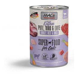 Produktbild von MAC's Katzen Nassfutter Kitten Pute Rind & Ente getreidefrei und ohne Zucker 6x400g
