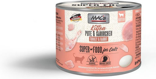 Produktbild von MAC's Katzen Nassfutter Kitten Pute und Kaninchen Getreidefrei 12x200g