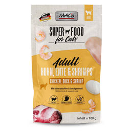 MAC's Katzen Nassfutter Pouchpack Huhn Ente und Garnele Getreidefrei für erwachsene Katzen 12x100g – Bild 1 von 1