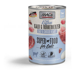 Produktbild von MAC's Kitten Nassfutter Kalb und Hühnerherzen getreidefrei und ohne Zucker 6x400g