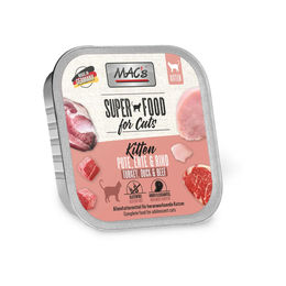 Produktbild von MAC's Kitten Nassfutter Pute Ente Rind getreidefrei mit hohem Fleischanteil 16x100g