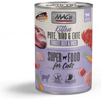 Produktbild von MAC's Kitten Nassfutter Pute Rind Ente Getreidefrei Ohne Zucker 6x400g - 6 x 400 g