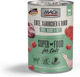 Produktbild von MAC's Nassfutter Katze Adult Ente Kaninchen und Rind Getreidefrei mit hohem Fleischanteil 6x400 g - 6 x 400 g