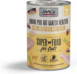 Produktbild von MAC's Nassfutter Katze Adult Huhn pur mit ganzen Geflügelherzen getreidefrei 24x400 g - 24 x 400 g