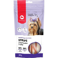 Produktbild von MAC's York Strips Trockenfleisch Huhn und Kabeljau für Hunde Adult 60 g