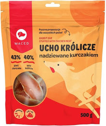 MACED Kaninchenohren mit Huhn gefüllt Monoprotein Kausnack für Hunde aller Altersstufen 500 g - 500 g – Bild 1 von 4
