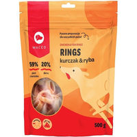 Produktbild von MACED Zahnpflege-Snack Hundeleckerli Ringe Huhn und Kabeljau Adult 500g ohne Konservierungsstoffe - 500 g
