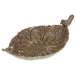 MACOSA HOME Vogeltränke aus Metall im Shabby Chic Design als Bodenfutterstation für Wildvögel in Braun und Grau – Bild 1 von 8