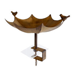 Macosa Home Vogeltränke aus Metall in Braun mit Dekovögeln und Tischbefestigung 32 cm – Bild 1 von 3