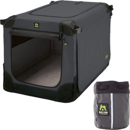 Maelson Soft Kennel Transportbox aus Nylon in Anthrazit mit Treatee Mag Pouch Futterbeutel – Bild 1 von 2