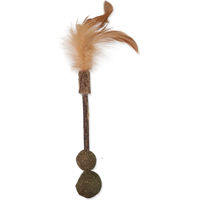 Produktbild von Magic Cat Natural Fun Federspielzeug Stöckchen mit natürlichen Federn und grünen Kugeln 18cm