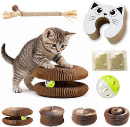 Magic Organ Kratzbaum für Katzen aus nachhaltiger Pappe mit Ball und Katzenminze klappbar – Bild 1 von 1
