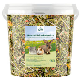 Produktbild von Mahnke Natur Glück mit Gemüse getrocknete Kräuter für Kaninchen 400 g Eimer