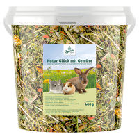 Produktbild von Mahnke Natur Glück mit Gemüse getrocknete Kräuter für Kaninchen 400 g Eimer