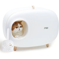 Produktbild von Makesure Haubentoilette für Katzen mit Katzenstreuschaufel in Lila Weiß aus Kunststoff