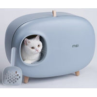 Produktbild von Makesure Katzentoilette Haubentoilette mit geschlossenem Design und Katzenstreuschaufel aus Kunststoff in Lila für erwachsene Katzen