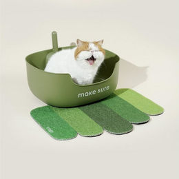 Makesure LITE Katzentoilette Offene Schalentoilette aus Kunststoff mit Streuschaufel und Vorlegepad Grün – Bild 1 von 5