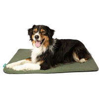 Produktbild von Manuly Hundematte selbstaufblasend mit Plüsch-Teddy Bezug und Tragetasche Größe M Grün