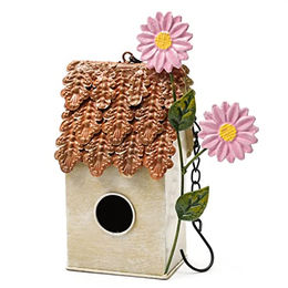 MARELIDA Meisenkasten Nistkasten aus Metall für Wildvögel Beige Braun mit Aufhänger – Bild 1 von 3