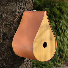 MARELIDA Vogelhaus aus Bambus als Nistkasten für Wildvögel in Orange – Bild 1 von 2