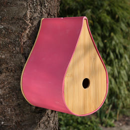 MARELIDA Vogelhaus Nistkasten aus Bambus für Wildvögel in Rosa und Natur – Bild 1 von 2