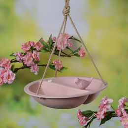 MARELIDA Vogeltränke und Vogelbad aus Bambus in Rosa mit 27cm Durchmesser – Bild 1 von 2