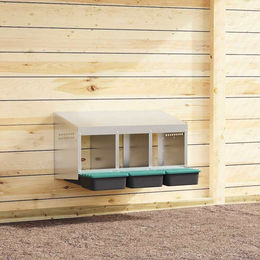 Markenloser Nistkasten für Hühner und Enten mit 3 Fächern aus verzinktem Metall zur Wandmontage – Bild 1 von 8