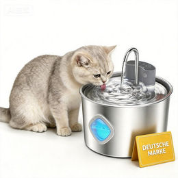 marmortrend Katzen Trinkbrunnen aus Edelstahl mit Bewegungssensor 3,2L Silber – Bild 1 von 2