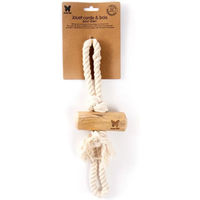Produktbild von Martin Sellier Expresso Hundespielzeug aus Holz mit Seil und 2 Griffen in Natur Beige