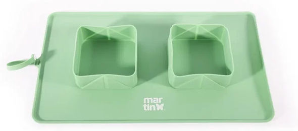 Produktbild von Martin Sellier Faltbarer Doppel-Reisenapf für Hunde aus Silikon in Grün