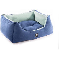 Produktbild von Martin Sellier Hundebett und Katzenbett aus Suédine Velours in Grau und Blau 70cm x 60cm