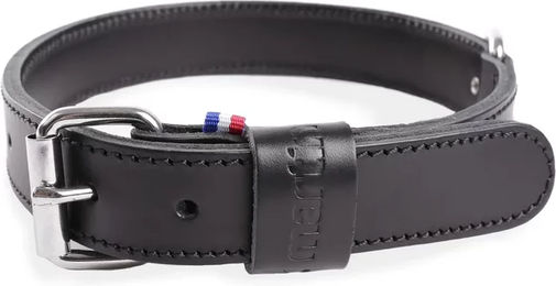 Martin Sellier Hundehalsband aus doppeltem Rindsleder in Schwarz 55cm x 25mm – Bild 1 von 2