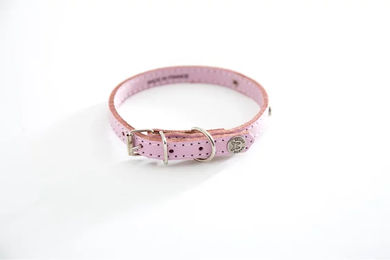 Produktbild von Martin Sellier Hundehalsband aus Leder mit Platte in Rosa 22-47 cm