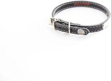 Produktbild von Martin Sellier Hundehalsband aus Leder mit Steppnähten und Platte 16-40 cm Schwarz Gold