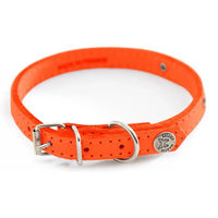 Produktbild von Martin Sellier Hundehalsband aus Leder mit Steppnähten und Platte Orange 31-62 cm