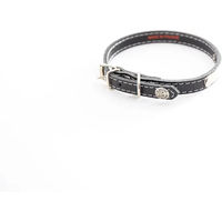 Produktbild von Martin Sellier Hundehalsband aus Leder mit Steppnähten und Platte Schwarz 12-33 cm